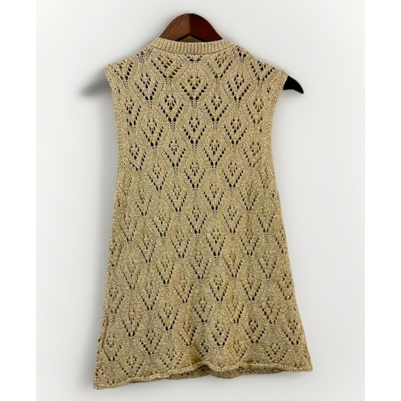 Zara Gold Stretch Shiny Viscose Knit Tank Top Size L - Picture 4 of 6